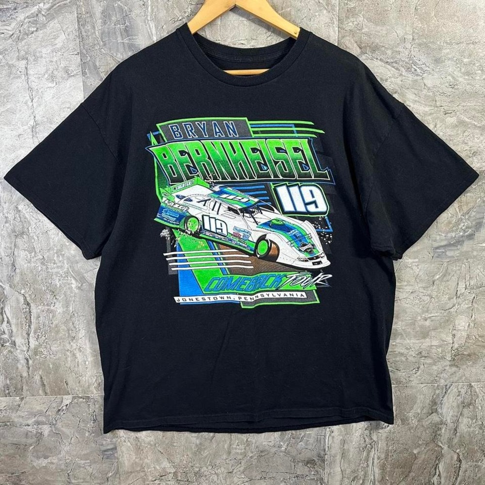 Black vintage NASCAR tee with green graphics streetwear Men's‎ XL